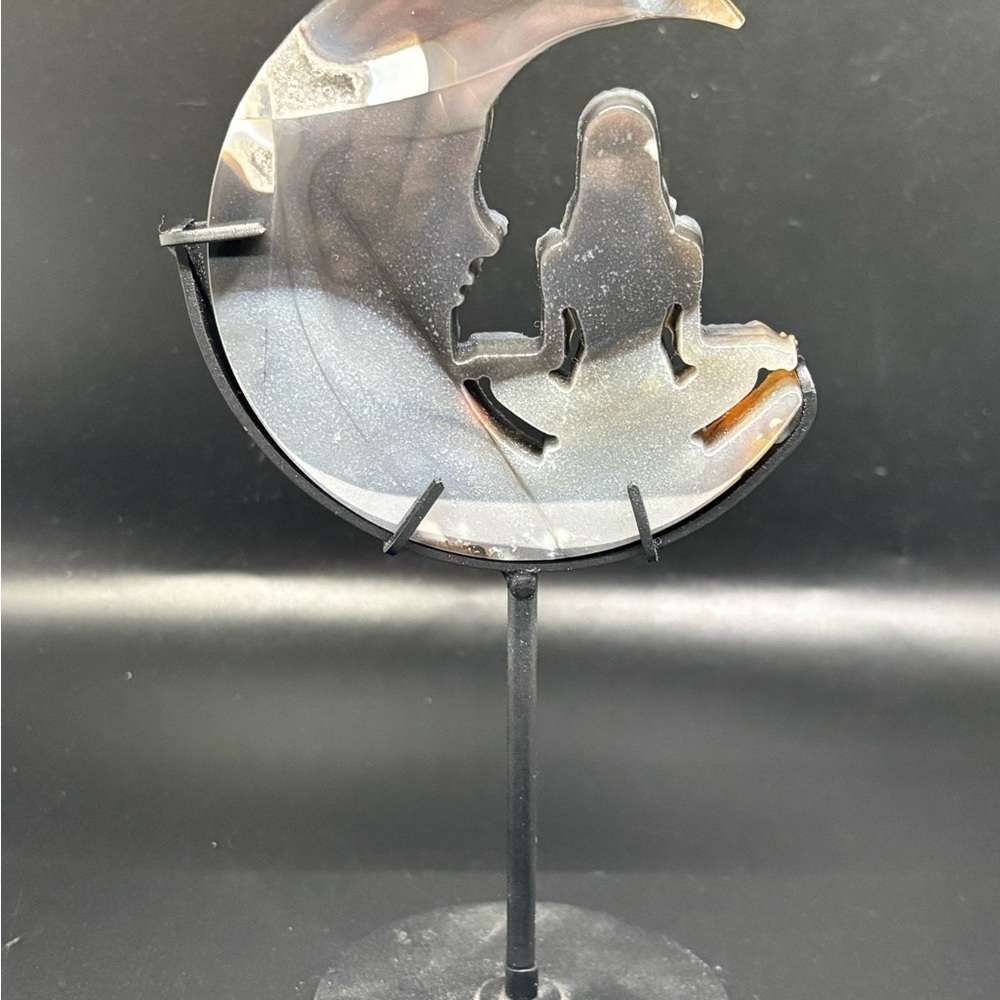 Moon Godess Silhouette Agate Sculpture with stand